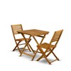 East West Furniture 3-Pc Outdoor Bistro Table Set Includes a Folding Dining Table & 2 Folding Side Chairs Perfect for Garden, Terrace, Bistro, & Porch - 3 of 4
