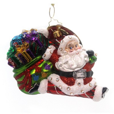 Christopher Radko IN THE NICK OF TIME  Christmas Tree Ornament NWT blue gift bag