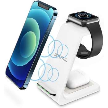 Intoval Wireless Charging Station Qi-Certified Charging Station for iPhone, Compatible with Apple Watch, and Airpods with Wireless case - A3