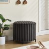 Vynxaria 22" Wide Faux Fur Round Pouf Ottoman with Black Metal Legs - Stylish Comfortable, Living Room/Bedroom Footrest - 2 of 4