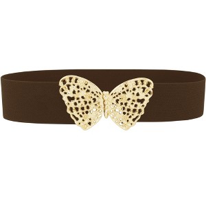 INSPIRE CHIC Women's Gold Butterfly Stretchy Vintage Elegant Elastic Waistband Belts 1 Pc - 1 of 4