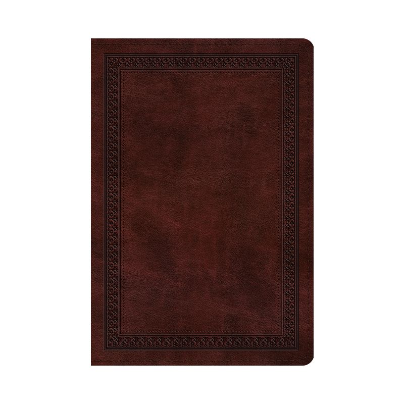 ESV Large Print Compact Bible (Trutone, Mahogany, Border Design) - (Leather Bound), 1 of 2