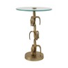 Boho Glam Glass & Aluminum Accent Table with Sculptural Banana Leaf Base Side Table for Living Room, Bedroom, or Office 22" Gold - 3 of 4