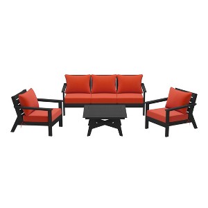 WestinTrends Avalon Outdoor 6-Piece Modular Sectional Patio Furniture Sofa Set, Black/Orange - 1 of 4