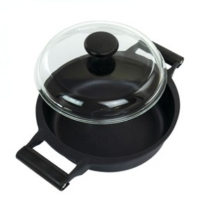 Gibson Cuisine Venus 4 Quart Nonstick Aluminum Braiser Pan with Borosilicate Glass Lid in Black - 1 of 4