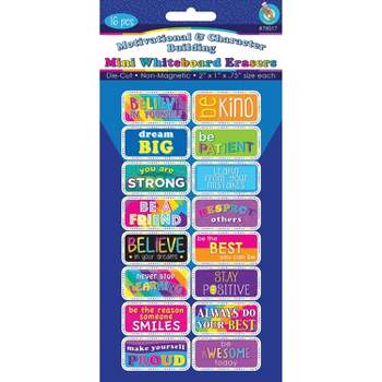 Ashley Productions Mini Whiteboard Erasers Assorted Colors 2" x 1" x 0.75" Pack of 16 (ASH78017)