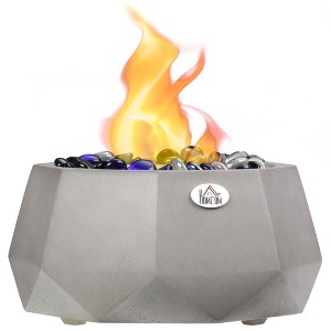 HOMCOM Concrete Tabletop Fireplace, 9" Portable Fireplace with Lid for Indoor and Outdoor, 0.1 Gal Max 215 Sq. Ft., Burns up, Light gray - 1 of 4