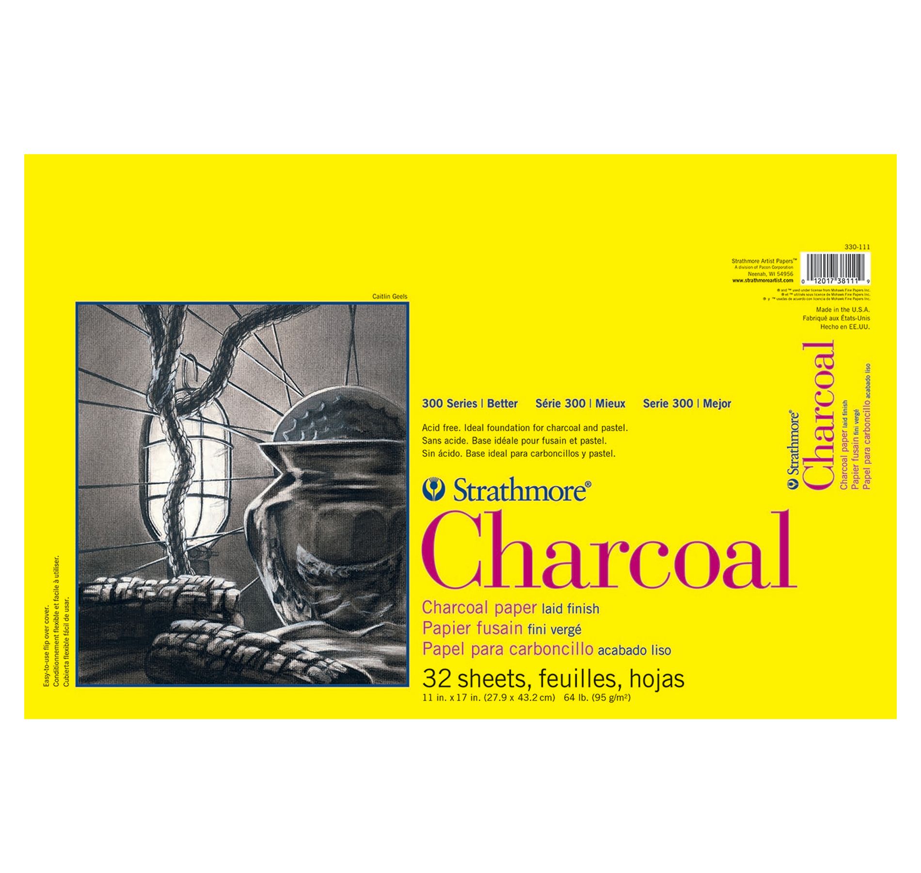 Strathmore 300 Series Charcoal Pad, Glue Binding, 32 Sheet, 11x17 inch, 1 Count