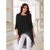 INSPIRE CHIC Women's High Low Hem Scoop Neck Asymmetrical 3/4 Sleeve Summer Top - 4 of 4