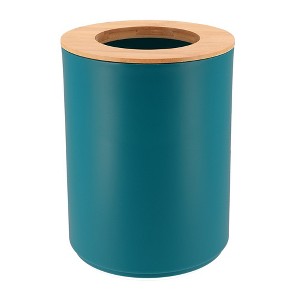 Evideco French Home Goods Bathroom Trash Can Padang Bamboo Top 1.3 Gal - 1 of 4