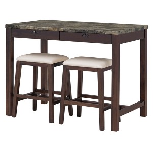 NicBex 3-Piece Rectangle Bar Table Set for 2 Modern Faux Marble Table Set with Drawers and 2 Upholstered Chairs for Dining Room - 1 of 4