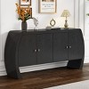 Storage Cabinet with Four Doors, Curved Legs, Built-in Shelves and Ash Veneer Finish for Entryway, Hallway or Living Room-The Pop Home - 2 of 4
