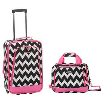 Rockland Fashion 2pc Softside Carry On Luggage Set - Pink Chevron