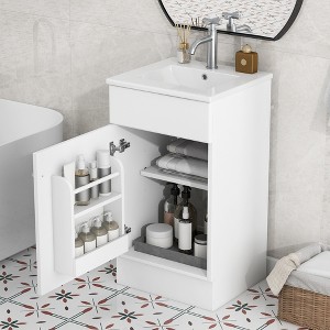KWPZQEB 18" Bathroom Vanity with Sink, Modern Bathroom Storage with Door Shelf and Adjustable Shel, Bathroom Cabinet Vanity for Small Space - 1 of 4