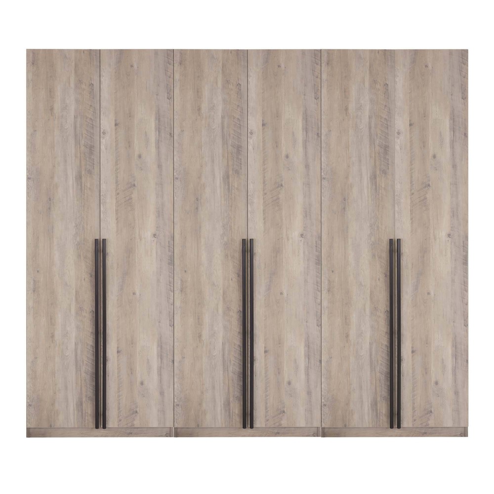 Manhattan Comfort Set of 3 Lee 2 Door and 2 Drawer Wardrobe Closets Rustic Gray: Modern MDF Storage, Metal Hardware, 12 Shelves