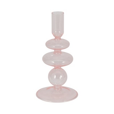 Glass Taper Candle Holder - Elegant Modern Boho Glass Candle Stand for Home, Office, Bedroom, or Living Room