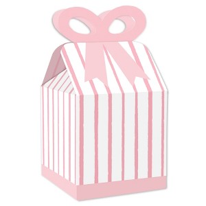 Big Dot of Happiness Pink Stripes - Square Favor Gift Boxes - Simple Party Bow Boxes - Set of 12 - 1 of 4