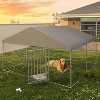 Erommy 10'x10' Outdoor Dog Kennel, Heavy Duty Large Dog Kennels with Waterproof Cover and Rotating Feeding Door - 3 of 4
