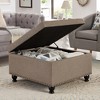 VYNXARIA Ottomans and Benches - 30"x30"x18" Large Square Storage Ottoman with Button Tufting and Nail Trim - 3 of 4