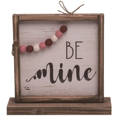 Transpac Wood 11" Multi Valentines Day Be Mine Word Block with Beads