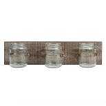 15.7" x 3.7" Rustic Wooden Wall Decor with 3 Glass Jars Worn White/Brown - Stonebriar Collection
