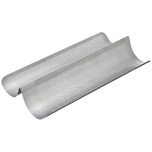 Chicago Metallic Commercial II Non-Stick Baking Pan with Perforations, Dual-Coated Heavy-Duty Aluminum Baking Pan, 16" x 9", Holds 2 Loaves, Oven Safe - 1 of 4