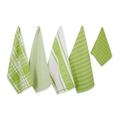 Design Imports  Foodie Everyday Dishtowel & Dishcloth Set 5 Piece, Lime, Dt 18X28", Dc 13X13"
