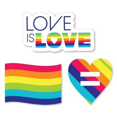 Big Dot of Happiness Love is Love - Gay Pride - DIY Shaped LGBTQ Rainbow Party Cut-Outs - 24 Count