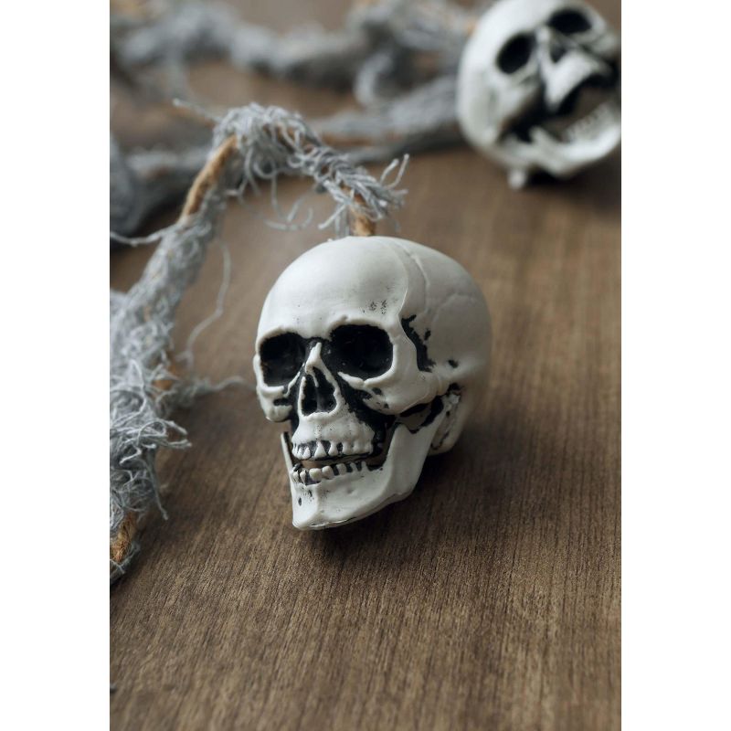 HalloweenCostumes.com  Skull Garland Halloween Decoration, Gray/Brown, 4 of 7