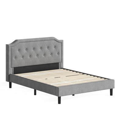 Zinus Queen Kellen Upholstered Platform Bed Frame Light Gray : Steel ...