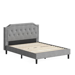 Zinus Queen Kellen Upholstered Platform Bed Frame Light Gray : Steel Frame, No Box Spring Needed, 5-Year Warranty - 1 of 4