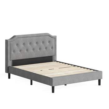 Queen Kellen Upholstered Platform Bed Frame Light Gray - Zinus