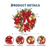 TackView 24" Artificial Wreath with Red Berries, Flowers, Decorative Balls, for Indoor Outdoor Decoration, Red Gold - 3 of 4