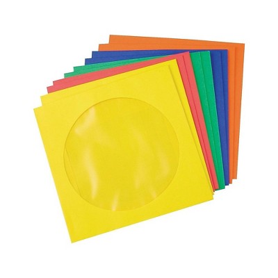 Staples Open End CD/DVD Envelopes 5" x 5" Assorted Colors 50/Box (12256)