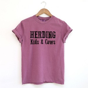 Simply Sage Market Women's Herding Kids and Cows Short Sleeve Garment Dyed Tee - 1 of 4