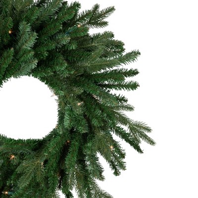 24" Green Pine Artificial Christmas Wreath with Clear Lights