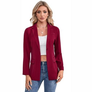 Coolmee Women's Blazer Long Sleeve Open Front Casual Single Breasted Office Blazer with Pockets - 1 of 4