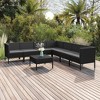 vidaXL 8 Piece Patio Lounge Set with Cushions, Poly Rattan Construction, Weather-Resistant, Powder-Coated Steel Frame, with Modular Design, Black - 2 of 4