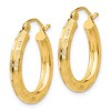 Black Bow Jewelry 3mm x 20mm 14k Yellow Gold Textured Round Hoop Earrings - 2 of 4