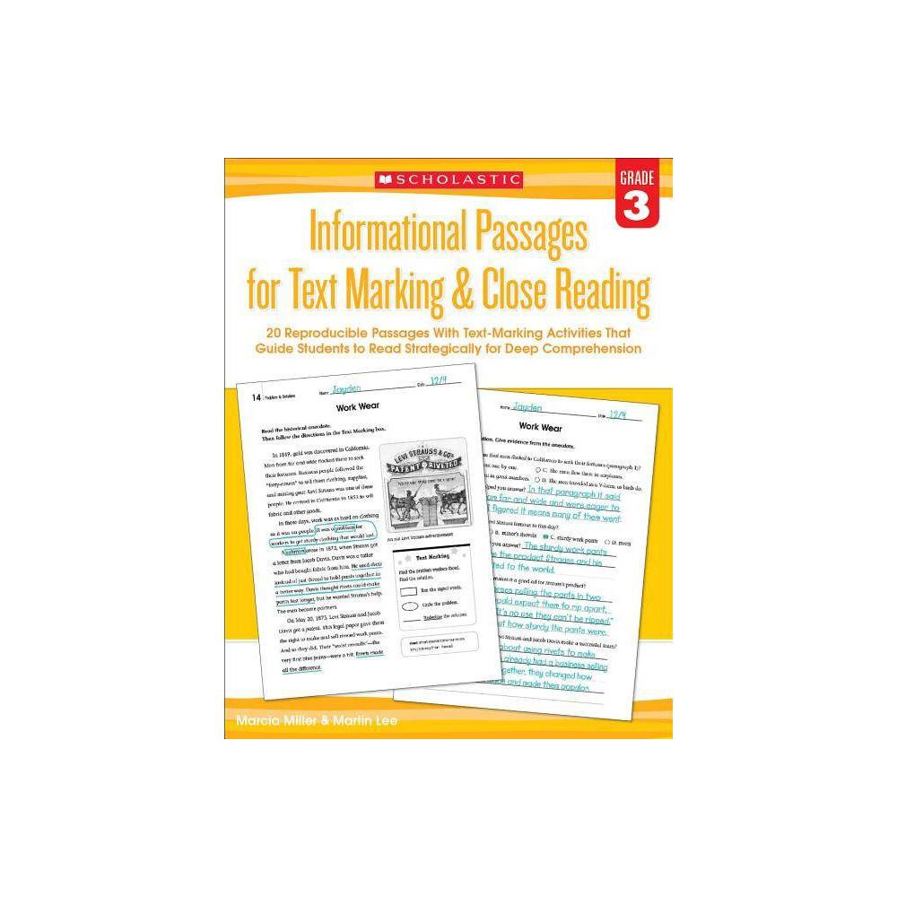 Informational Passages for Text Marking & Close Reading: Grade 3 - by Marcia Miller & Martin Lee (Paperback)