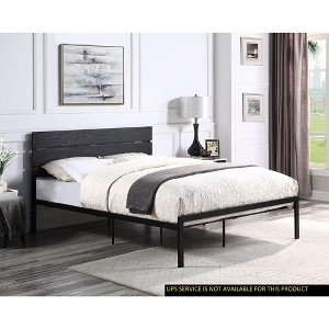 NicBex Modern Twin/Full/Queen Size Metal Platform Bed Frame with Headboard,Large Under Bed Storage,Strong Metal Slats,Easy Assembly,White/Black - 1 of 4