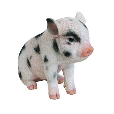 6" Polyresin Sitting Baby Pig with Black Dots Statue Pink - Hi-Line Gift