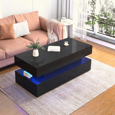 KIGFTSOD Three-Tier Foldable Coffee Table with Drawers for Living Room Home Furniture