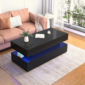 KIGFTSOD Three-Tier Foldable Coffee Table with Drawers for Living Room Home Furniture - 1 of 4
