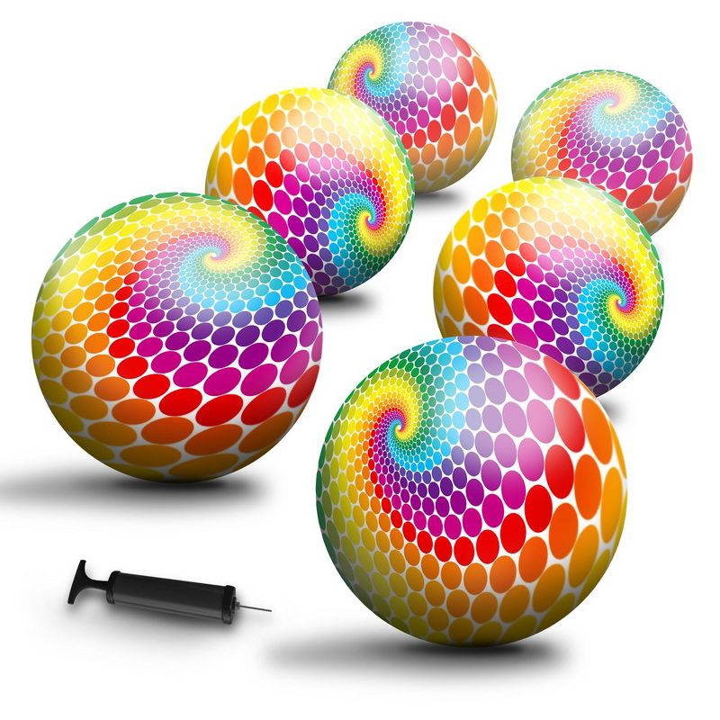 New-Bounce Bouncy Balls for Kids -  8.5" Colorful Dotted Swirl Playground Balls, 1 of 3