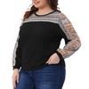 Agnes Orinda Women's Plus Size Texture Lightweight Waffle Boho Color Block Crew Neck Long Sleeve Casual Blouse - 2 of 4