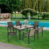 FIONECA All-Weather 7-Piece Patio Dining Set with Acacia Wood Table Top & Umbrella Hole, Brown Gray Rattan Outdoor Conversation Set - 3 of 4