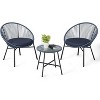 Acekool 3-Piece Outdoor Acapulco Patio Bistro Set,Cushioned Chairs & Glass Top Table, All-Weather Blue Chairs for Balcony, Pool, Garden, Backyard - 2 of 4