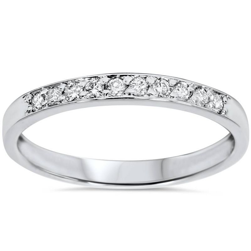 Pompeii3 1/4ct Diamond Stackable Wedding Ring 14K White Gold, 1 of 6