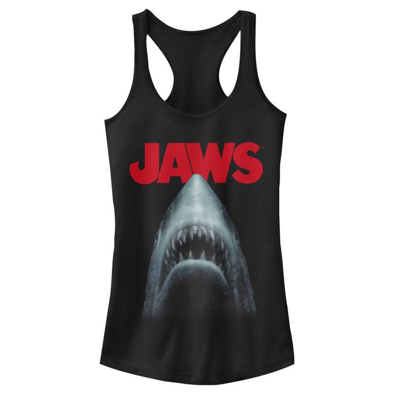 Juniors Womens Jaws Out of Water Racerback Tank Top, 1 of 6